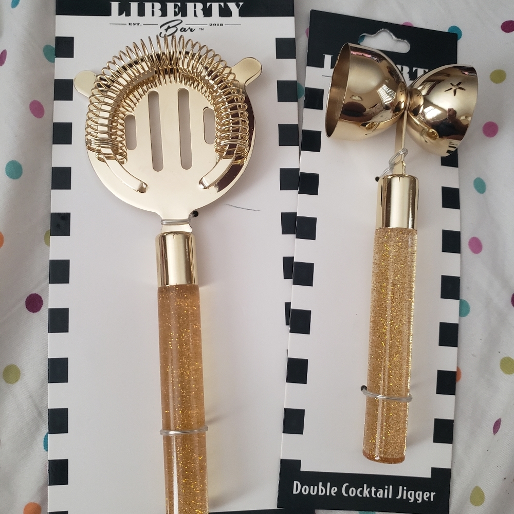 Cute Gold Glitter Bar Cart Accessories